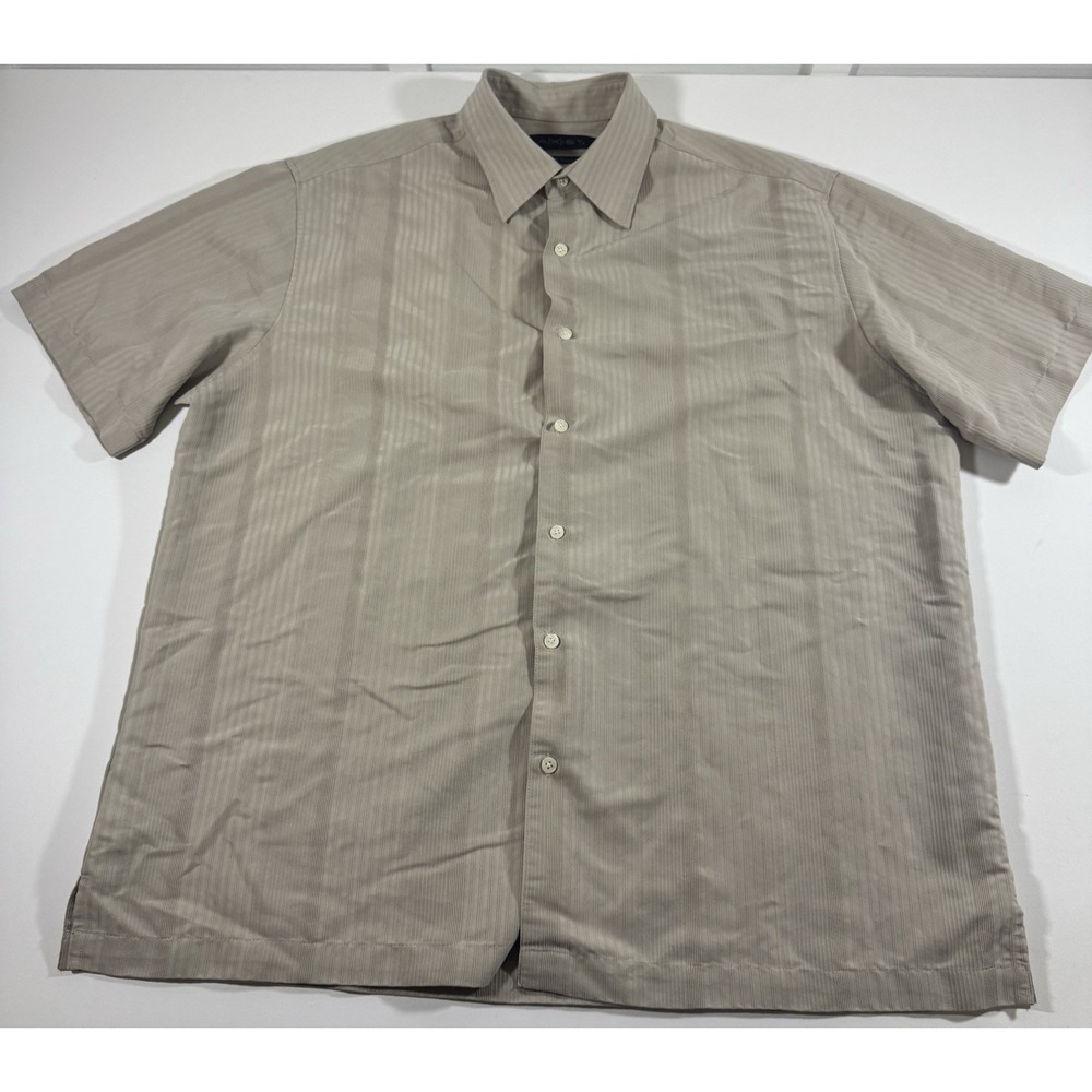 Axist Men's Short Sleeve Sixe XL Button Up Shirt Silk Touch Tan